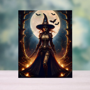 Halloween Steampunk Forest Witch Acrylic Sign