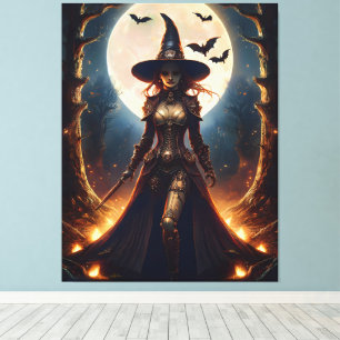 Halloween Steampunk Forest Witch Canvas Print
