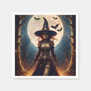 Halloween Steampunk Forest Witch Napkin