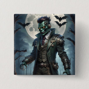 Halloween Steampunk Frankenstein's Monster 2 Inch Square Button