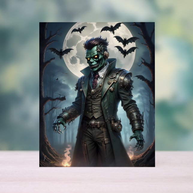 Halloween Steampunk Frankenstein's Monster Acrylic Sign (Neutral)