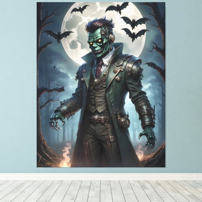 Halloween Steampunk Frankenstein's Monster Canvas Print (Insitu(Wood Floor))