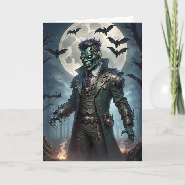 Halloween Steampunk Frankenstein's Monster Card (Front)