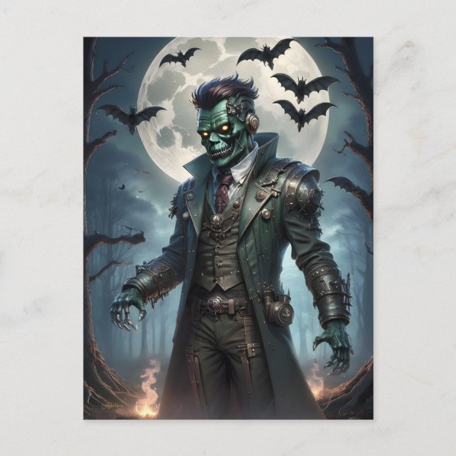 Halloween Steampunk Frankenstein's Monster Postcard (Front)