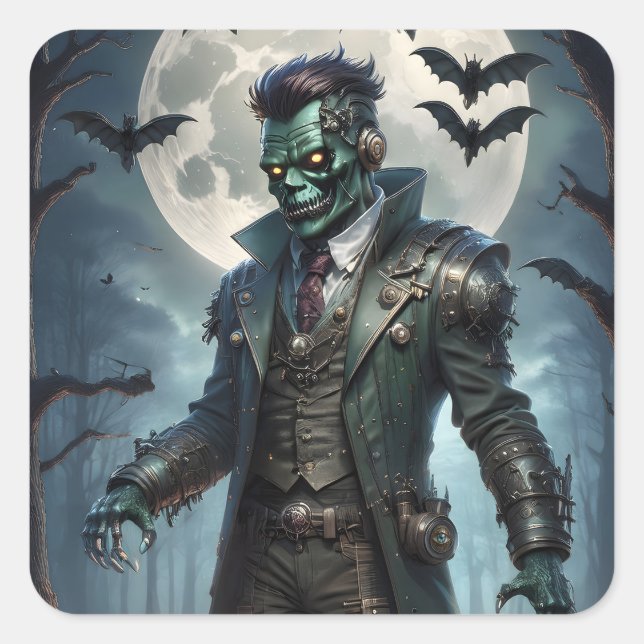 Halloween Steampunk Frankenstein's Monster Square Sticker (Front)