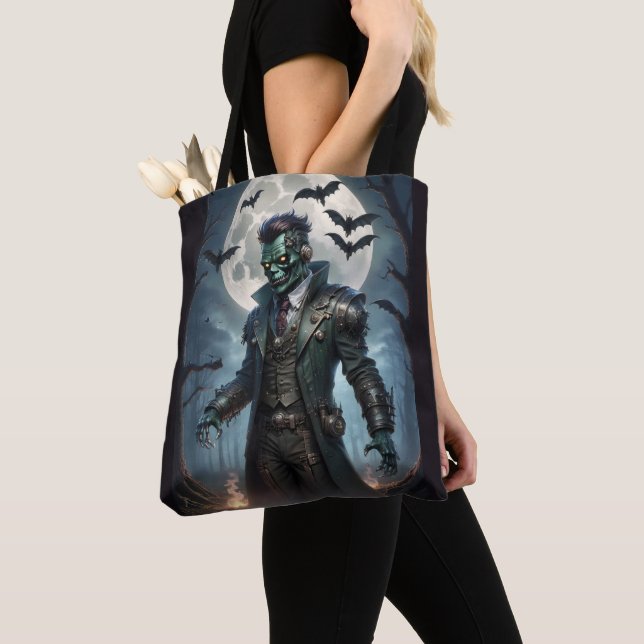 Halloween Steampunk Frankenstein's Monster Tote Bag (Close Up)