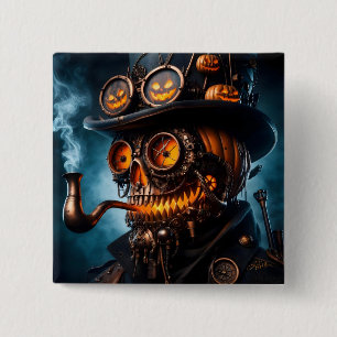 Halloween Steampunk Gothic Jack-O-Lantern 2 Inch Square Button
