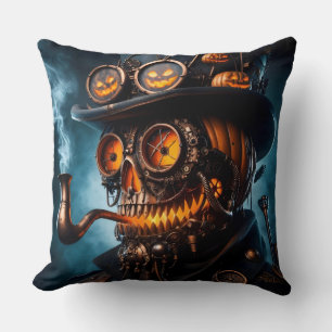 Halloween Steampunk Gothic Jack-O-Lantern Throw Pillow