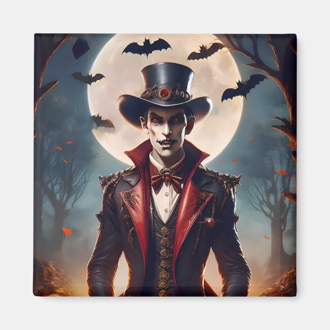 Halloween Steampunk Gothic Zombie Vampire Magnet (Front)