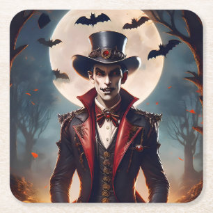 Halloween Steampunk Gothic Zombie Vampire Square Paper Coaster