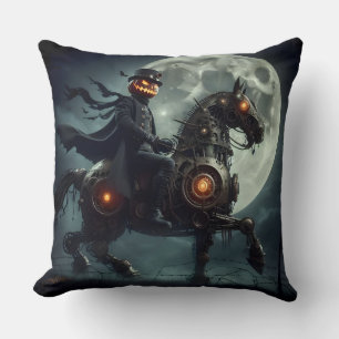 Halloween Steampunk Headless Horseman Throw Pillow