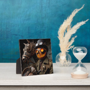 Halloween Steampunk Jack-O-Lantern Horseman Plaque