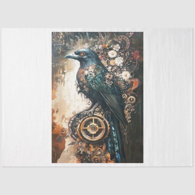 Halloween Steampunk Raven Tissue Paper (Front)