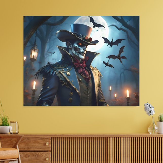Halloween Steampunk Southern Gentleman Zombie Canvas Print (Insitu(LivingRoom))