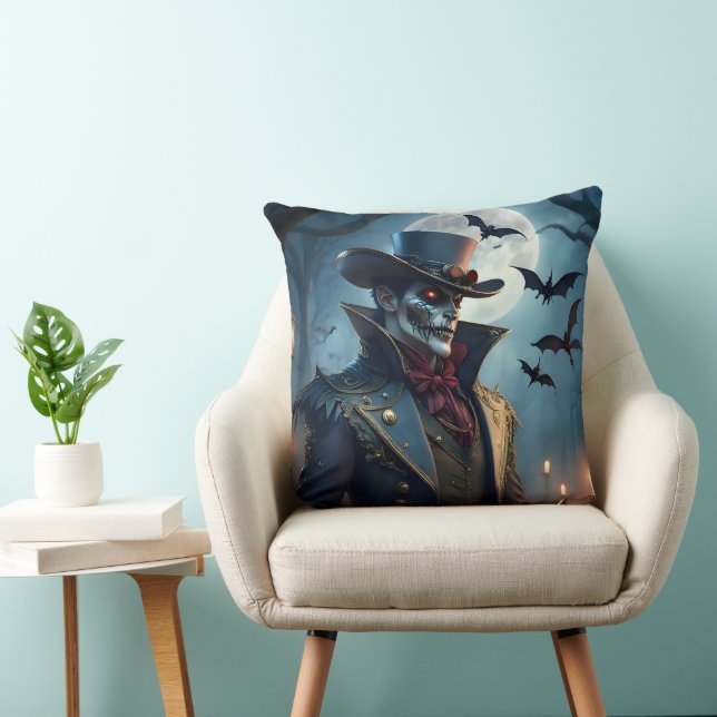 Halloween Steampunk Southern Gentleman Zombie Throw Pillow (Chair)