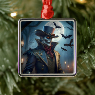 Halloween Steampunk Southern Gothic Zombie Metal Ornament