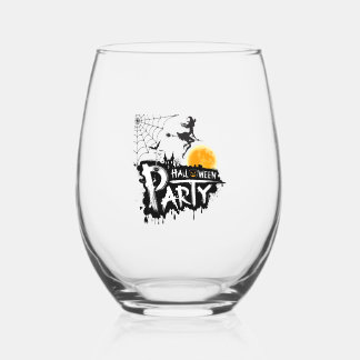 Halloween stemless wine glass