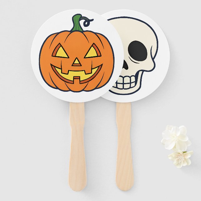 Halloween Stick Faces – Double-Sided Party Props Hand Fan (Front and Back)