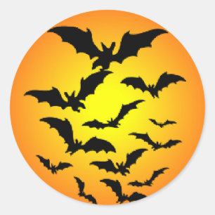 Halloween sticker bats and full moon