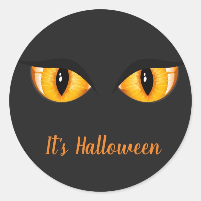 Halloween Stickers-Cat Eyes Classic Round Sticker (Front)