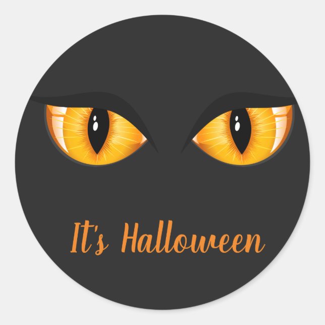 Halloween Stickers-Cat Eyes Classic Round Sticker (Front)