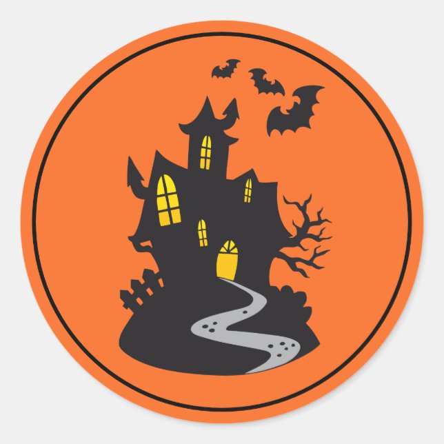 Halloween Stickers-Haunted House Classic Round Sticker (Front)
