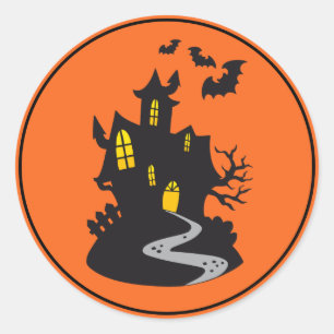 Halloween Stickers-Haunted House Classic Round Sticker