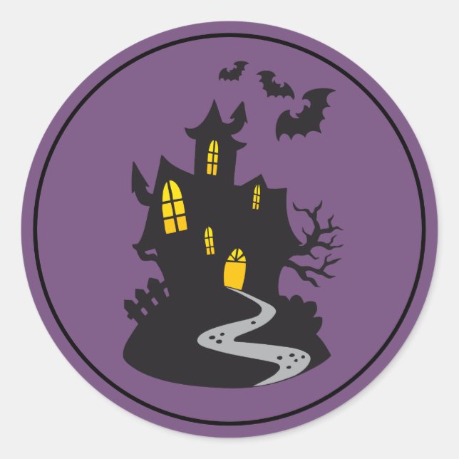 Halloween Stickers-Haunted House Classic Round Sticker (Front)