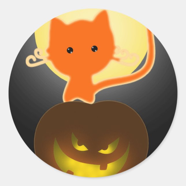 Halloween Stickers Orange Kitty (Front)