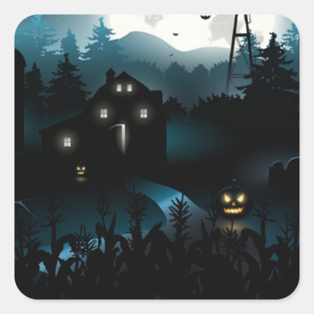 Halloween Stickers-Pumpkins Square Sticker (Front)