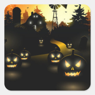 Halloween Stickers-Pumpkins Square Sticker