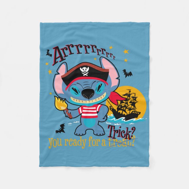Halloween Stitch Pirate Fleece Blanket (Front)