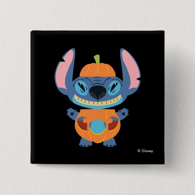 Halloween Stitch Pumpkin 2 Inch Square Button (Front)