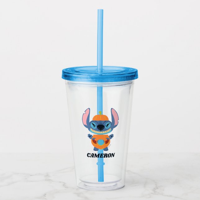 Halloween Stitch Pumpkin Acrylic Tumbler (Front)