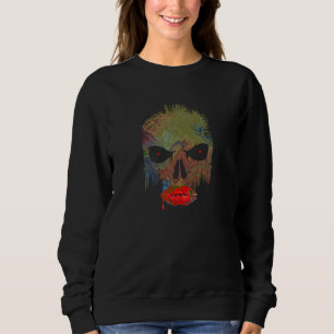 Halloween Stitched Lip Skull Ghostface Costume Sweatshirt