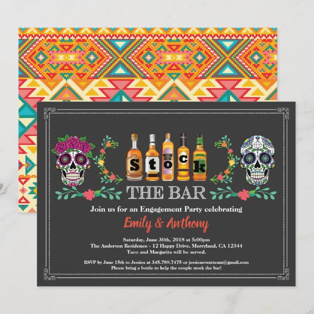 Halloween stock the bar engagement party invitation (Front/Back)