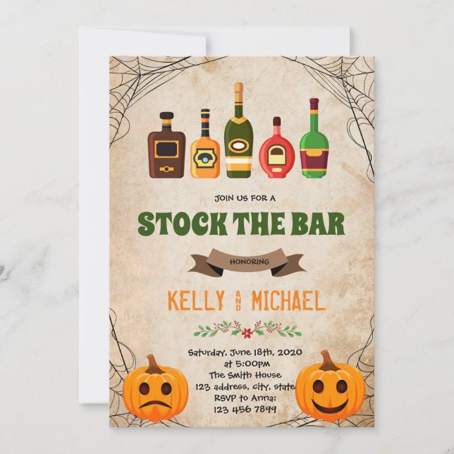 Halloween stock the bar theme invitation (Front)