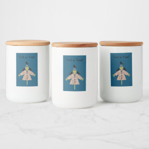 Halloween Straw Scarecrow and Ravens Custom Food Label