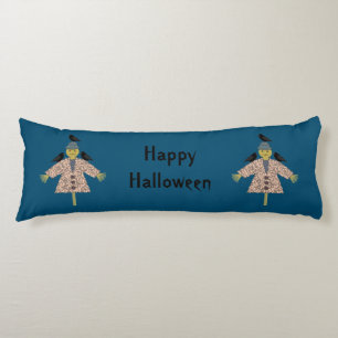 Halloween Straw Scarecrow and Ravens Double Sided Body Pillow