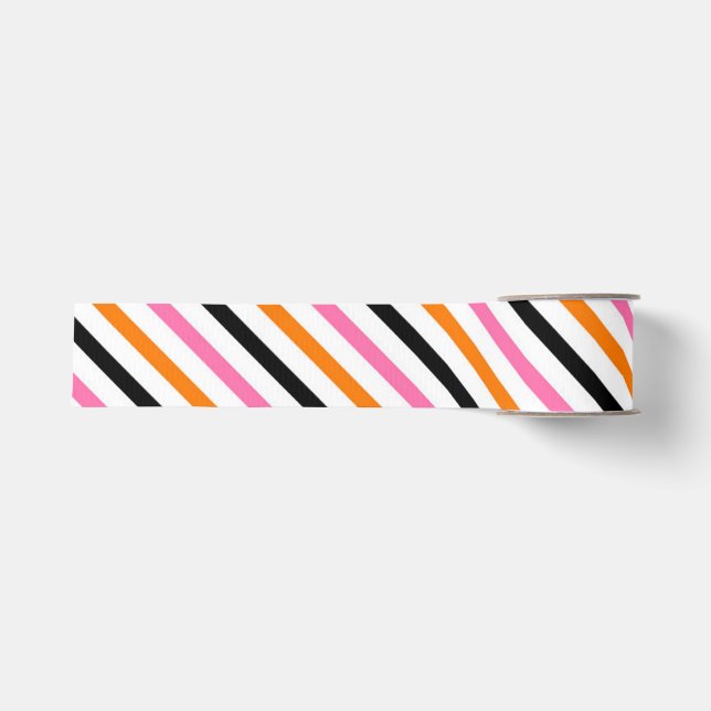 Halloween Stripes – Bold Diagonal Pattern Grosgrain Ribbon (Front)