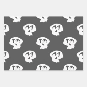 Halloween stripes, herringbones and skulls wrapping paper sheet