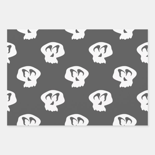 Halloween stripes, herringbones and skulls   wrapping paper sheet (Front)