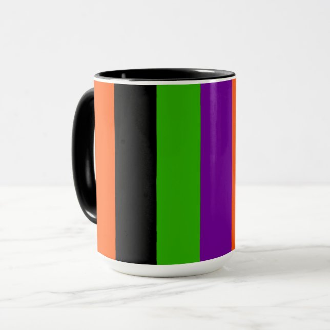 Halloween Stripes in Classic Colours Mug (Front Left)