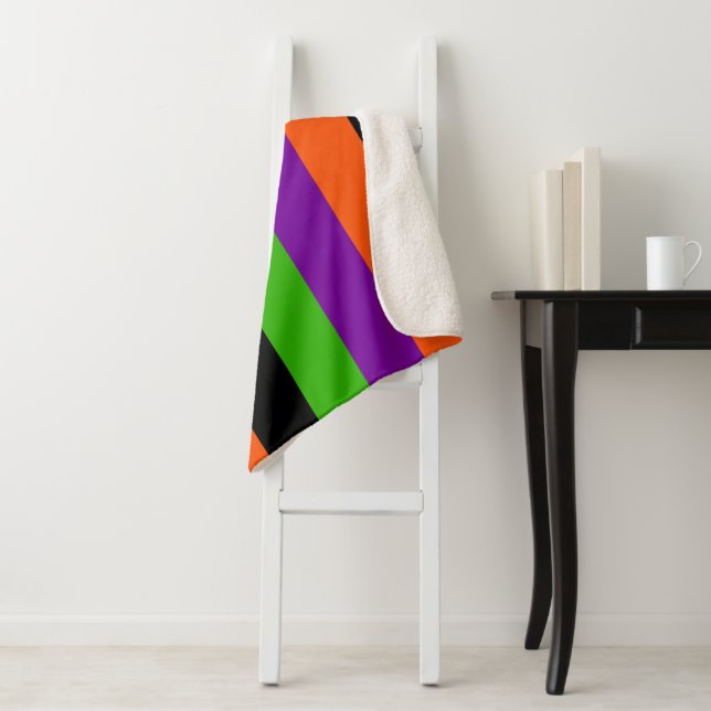Halloween Stripes in Classic Colours Sherpa Blanket (In Situ)