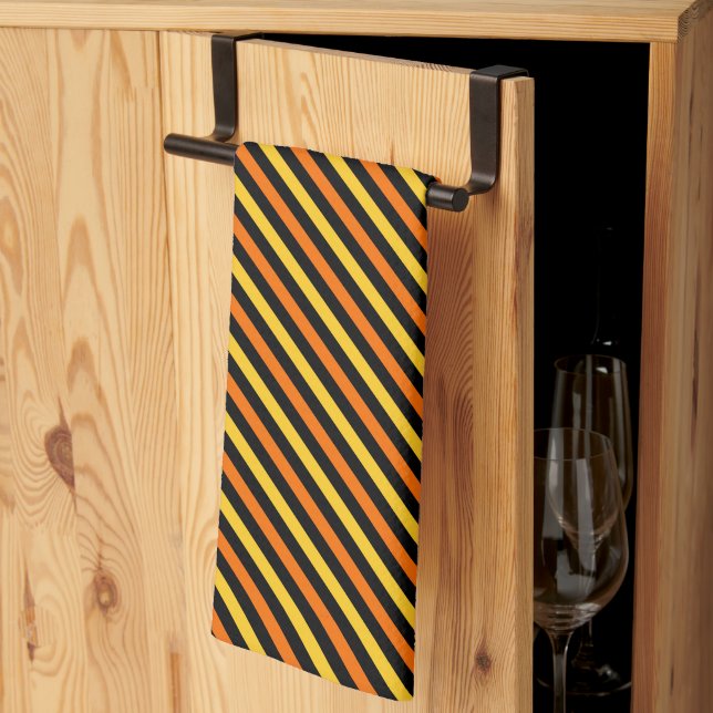 Halloween Stripes Kitchen Towel (Thirds Fold)