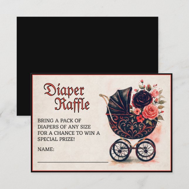 Halloween Stroller Diaper Raffle Baby Shower Enclosure Card (Front/Back)