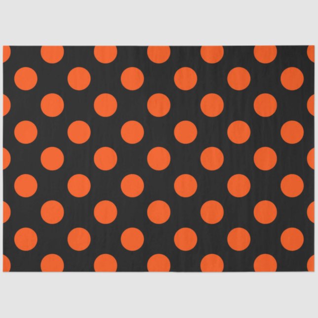 Halloween Style | Orange and Black Dots Tissue Paper (Front)