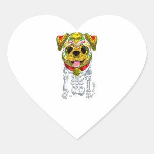 Halloween Sugar Skull Bulldog Gift Heart Sticker
