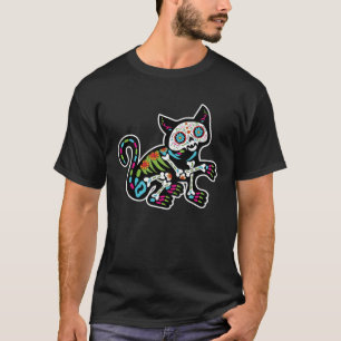 Halloween Sugar Skull Cat Día de Los Muertos for M T-Shirt