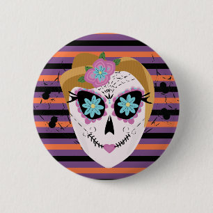 Halloween Sugar Skull Dias De Los Muertos 2 Inch Round Button